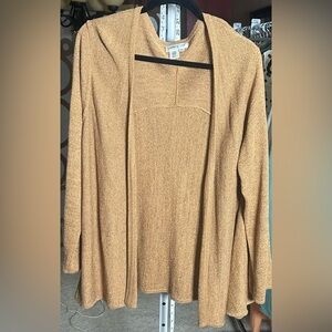 Coldwater Creek 2X Textured Knit Swing Cardigan Dark Camel Brown